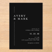 Invitations En Acrylique Collage photo moderne noir et blanc QR Code Mariag (Recto)