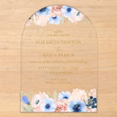 Invitations En Acrylique Collection de mariage Peach Blue (Recto)