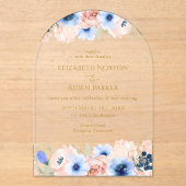 Invitations En Acrylique Collection de Mariages bleu Peach (Recto)
