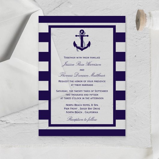 Invitations En Acrylique Collection de Mariages de la marine d'Ancres nauti