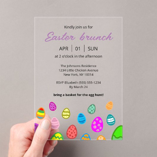 Invitations En Acrylique Colorful Easter Brunch (In situ (ordinateur de poche))