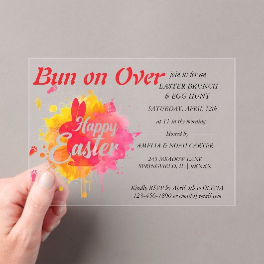 Invitations En Acrylique COLORFUL  Easter BRUNCH & HUNT (In situ (ordinateur de poche))