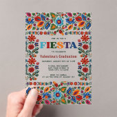 Invitations En Acrylique Colorful Fiesta Floral Folk Art Graduation Party (In situ (ordinateur de poche))