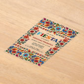 Invitations En Acrylique Colorful Fiesta Floral Folk Art Graduation Party (Poser)