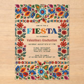Invitations En Acrylique Colorful Fiesta Floral Folk Art Graduation Party (Recto)