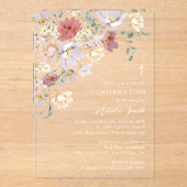 Invitations En Acrylique Colorful Flowers, Wildflowers, Boho, Confirmation (Recto)