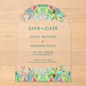 Invitations En Acrylique Colorful Tropical Flowers Border (Recto)