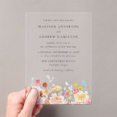 Invitations En Acrylique Colorful Watercolor Wildflower Wedding (In situ (ordinateur de poche))