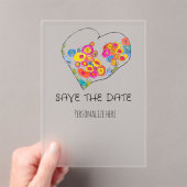 Invitations En Acrylique Colorful Whimsical Heart Save the Date (In situ (ordinateur de poche))