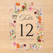 Invitations En Acrylique Colorful Wildflower Arch Acrylic Table Number (Recto)