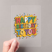 Invitations En Acrylique Comic Burst Joyeux Anniversaire (In situ (ordinateur de poche))