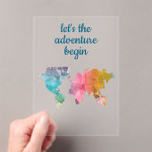 Invitations En Acrylique Commençons l'aventure Carte du monde géométrique (In situ (ordinateur de poche))