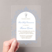 Invitations En Acrylique conception bleue Première Sainte Communion (In situ (ordinateur de poche))