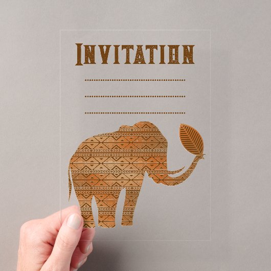 Invitations En Acrylique Conception d'art tribal d'éléphant (In situ (ordinateur de poche))