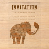 Invitations En Acrylique Conception d'art tribal d'éléphant (Recto)