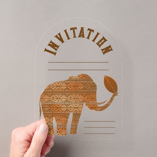 Invitations En Acrylique Conception d'art tribal d'éléphant (In situ (ordinateur de poche))