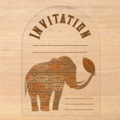 Invitations En Acrylique Conception d'art tribal d'éléphant (Recto)