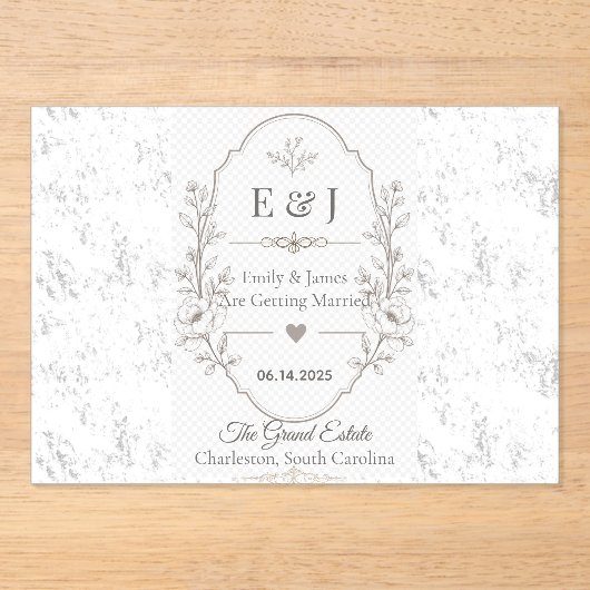 Invitations En Acrylique Conception de célébration de mariage romantique de (Recto)