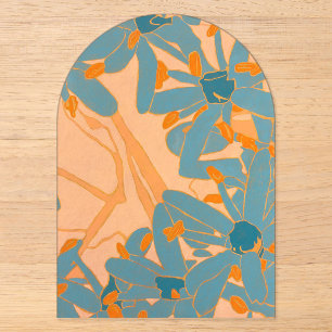 Invitations En Acrylique Conception de feuille contemporaine en pêche