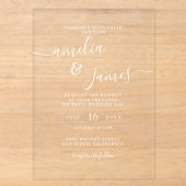 Invitations En Acrylique Conception de script transparent pour mariage mode (Recto)