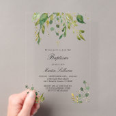 Invitations En Acrylique conception de verdure | Baptême (In situ (ordinateur de poche))