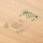 Invitations En Acrylique conception de verdure | Baptême (Poser)