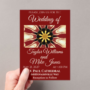 Invitations En Acrylique Conception d'éclatement d'étoile de cramoisi profo