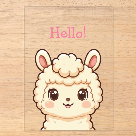 Invitations En Acrylique Conception d'illustration de lama mignon (Recto)