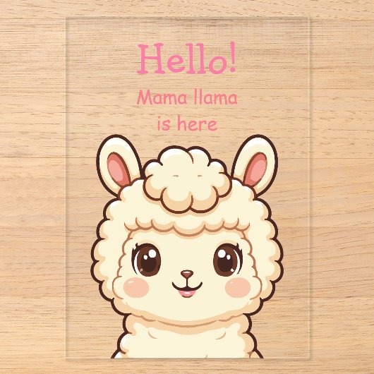 Invitations En Acrylique Conception d'illustration de lama mignon (Recto)