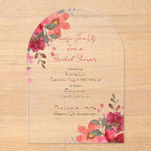 Invitations En Acrylique Conception florale rose de la douche nuptiale Invi