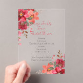 Invitations En Acrylique Conception florale rose de la douche nuptiale Invi (In situ (ordinateur de poche))
