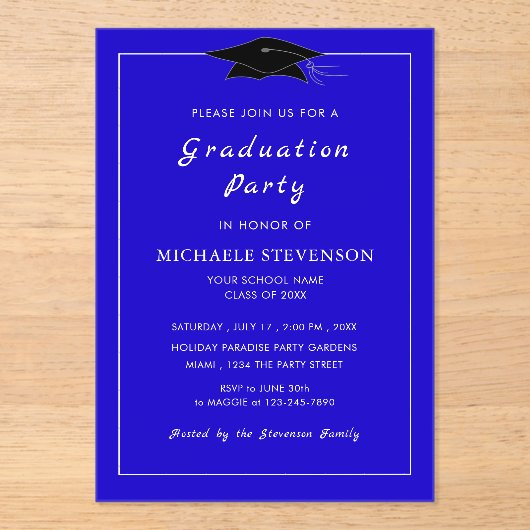 Invitations En Acrylique Concevez votre propre demande de diplôme acrylique (Recto)