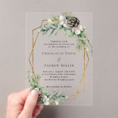 Invitations En Acrylique Cone pin verdure or géométrique clair mariage (In situ (ordinateur de poche))