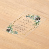 Invitations En Acrylique Cone pin verdure or géométrique clair mariage (Poser)