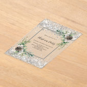 Invitations En Acrylique Cônes d'argent vert feuilles gelé Noël fête (Poser)