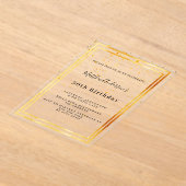 Invitations En Acrylique Confetti d'or d'anniversaire clair (Poser)