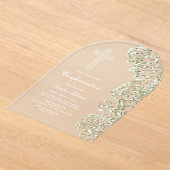 Invitations En Acrylique Confirmation Arch Fleurs de Blanche Mère (Poser)