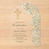 Invitations En Acrylique Confirmation Arche de Gypsophile (Recto)