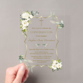 Invitations En Acrylique Confirmation Charmeuse Florale Blanche (In situ (ordinateur de poche))