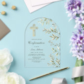 Invitations En Acrylique Confirmation d'arche de feuillage à l'aquarelle (Insitu (Mariage))