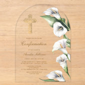 Invitations En Acrylique Confirmation d'arche de lys calla (Recto)
