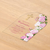 Invitations En Acrylique Confirmation d'arche d'hydrangea rose (Poser)