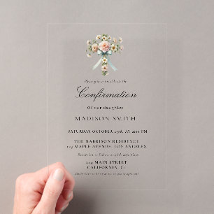 Invitations En Acrylique Confirmation de jardin de fleurs sauvages élégant