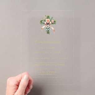 Invitations En Acrylique Confirmation de jardin de fleurs sauvages élégant