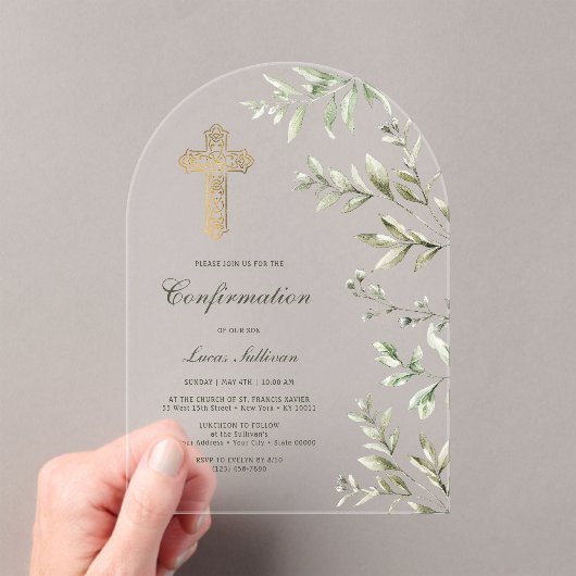 Invitations En Acrylique Confirmation de l'arc d'aquarelle (In situ (ordinateur de poche))
