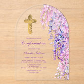 Invitations En Acrylique Confirmation de l'arc d'aquarelle Wisteria (Recto)