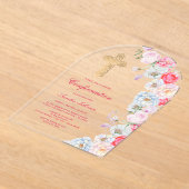 Invitations En Acrylique Confirmation de l'arc des fleurs d'aquarelle (Poser)