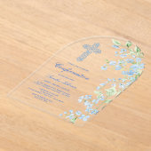 Invitations En Acrylique Confirmation de l'arc des fleurs d'aquarelle bleue (Poser)