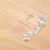 Invitations En Acrylique Confirmation de l'arc des tulipes d'aquarelle (Poser)