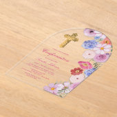 Invitations En Acrylique Confirmation de l'arc Fleur sauvage d'aquarelle (Poser)